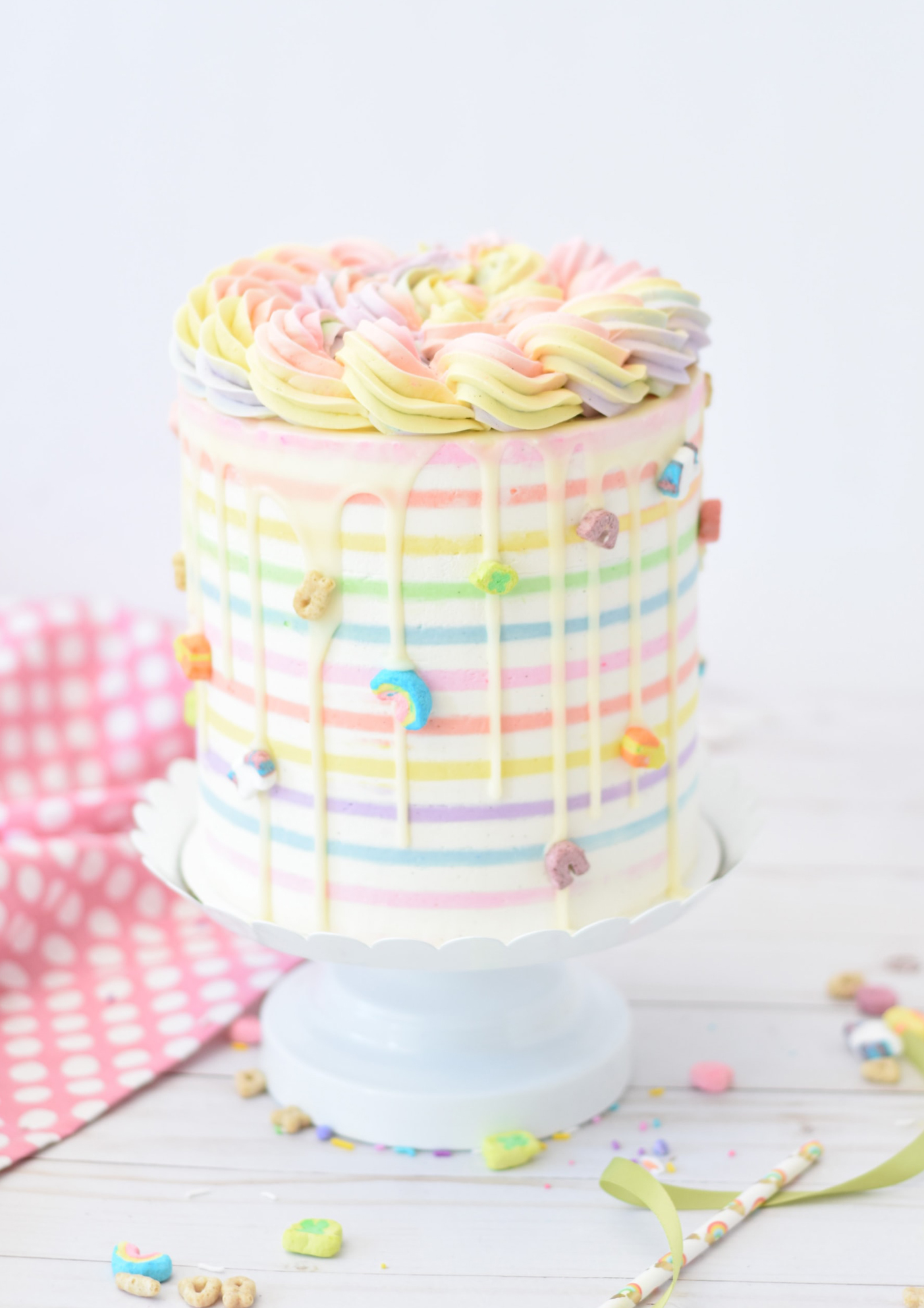 a photo of a rainbow cake not cut